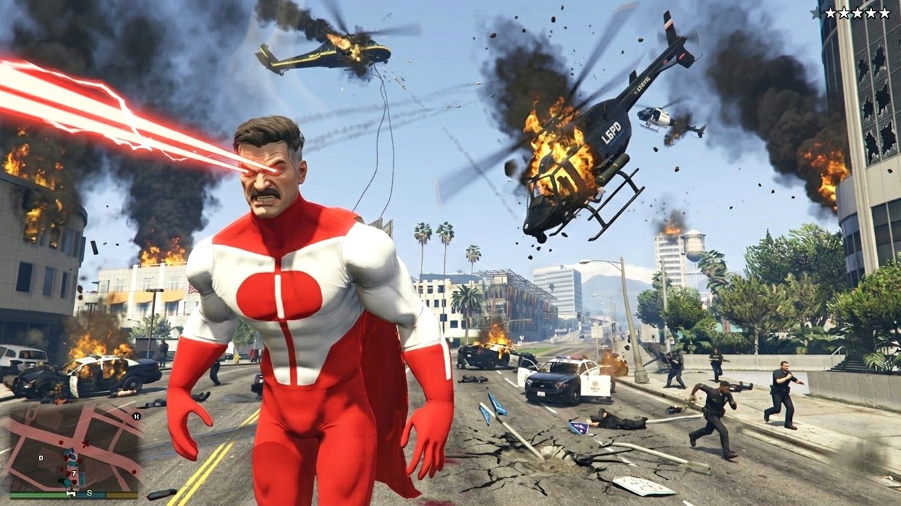 GTA 5 - Omni Man In Los Santos + Ten Star Wanted Level Rampage