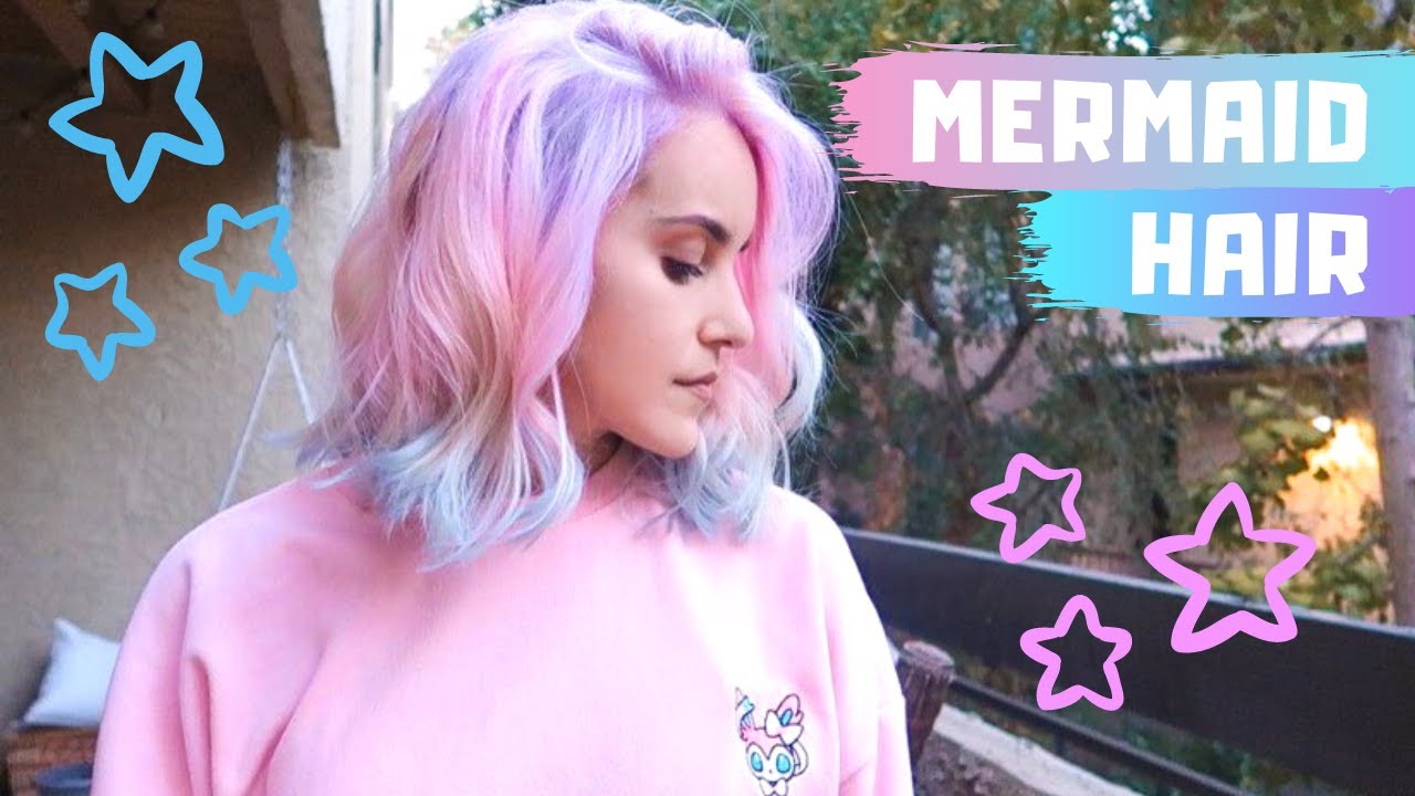 { Mermaid Hair } Bleaching my hair & doing a pastel pink, purple and blue color melt!