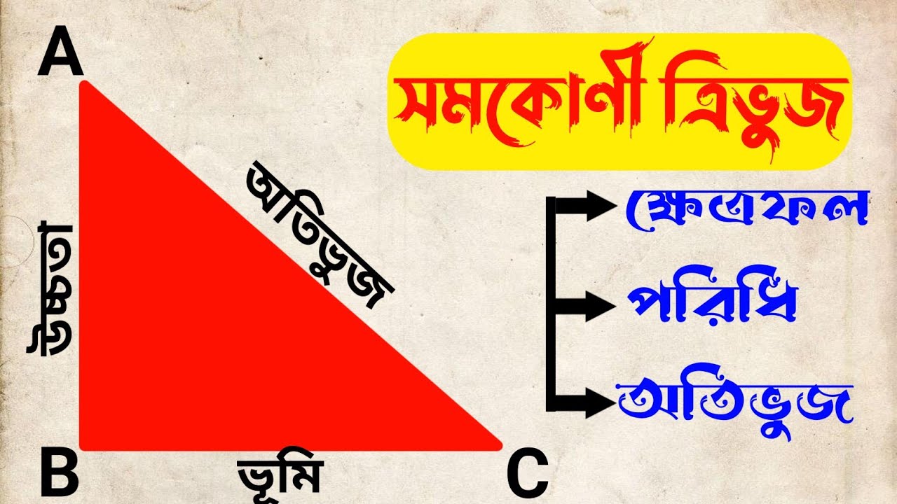 সমকোণী ত্রিভুজের সূত্র । ক্ষেত্রফল। পরিধি। অতিভুজ।  formula of right angeled triangle