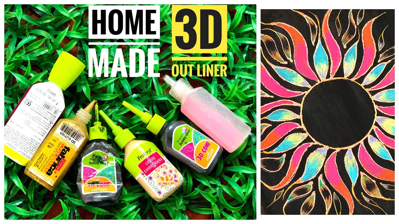 DIY- Home Made 3D outliner | Acrylic Cones | glass Out Liner  | Canvas Art | wall decor |
