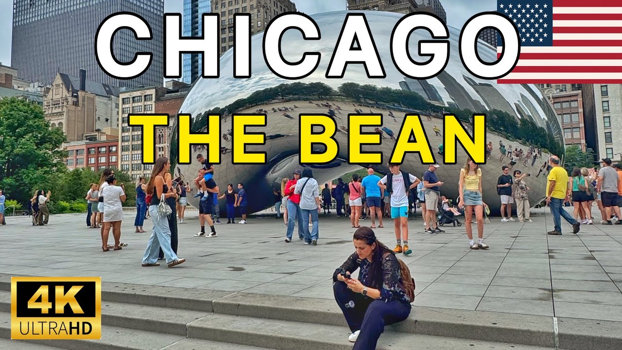 Walking Tour in Chicago| Cloud gate, Buckingham Fountain| 4K ultra HD, no Music, the real city sound