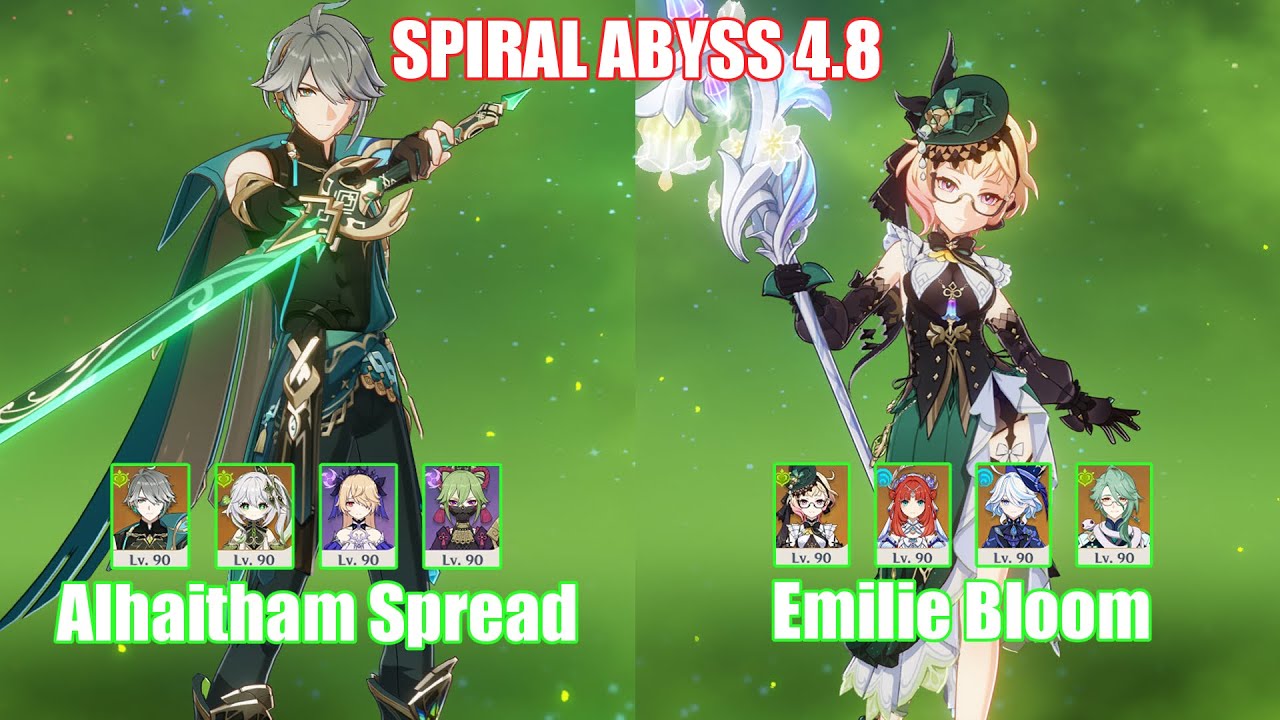 C0 Alhaitham Spread & C0 Emilie Bloom | Spiral Abyss 4.8 | Genshin Impact