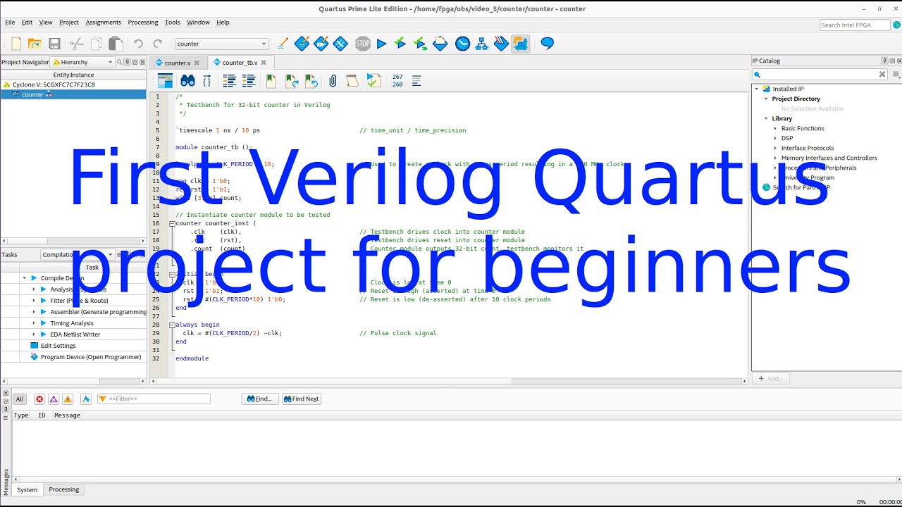 FPGA 5 - First Verilog Quartus/Questa project for beginners