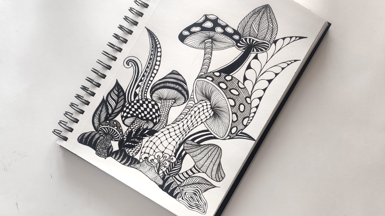 Zentangle art || Zentangle patterns || mushroom zentangles