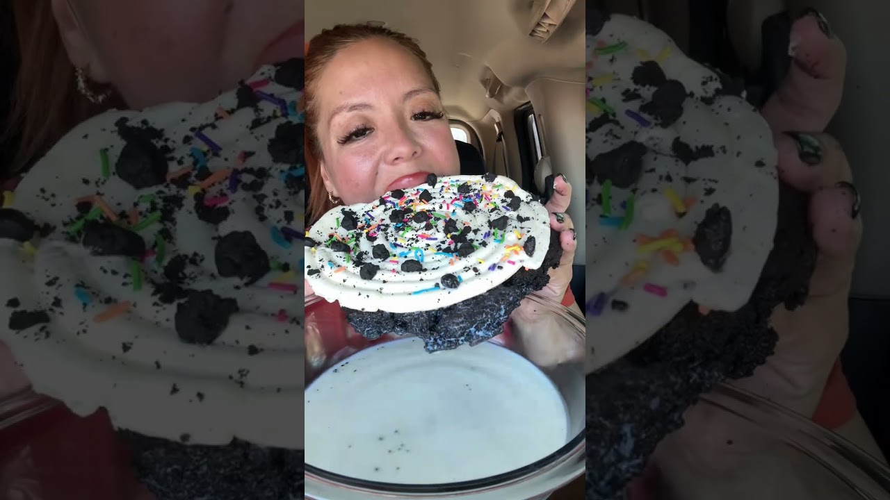 Birthday Cake Cookie ft. OREOS @OREO Mukbang ASMR #crumbl #mukbang #cookies #oreo #asmreating