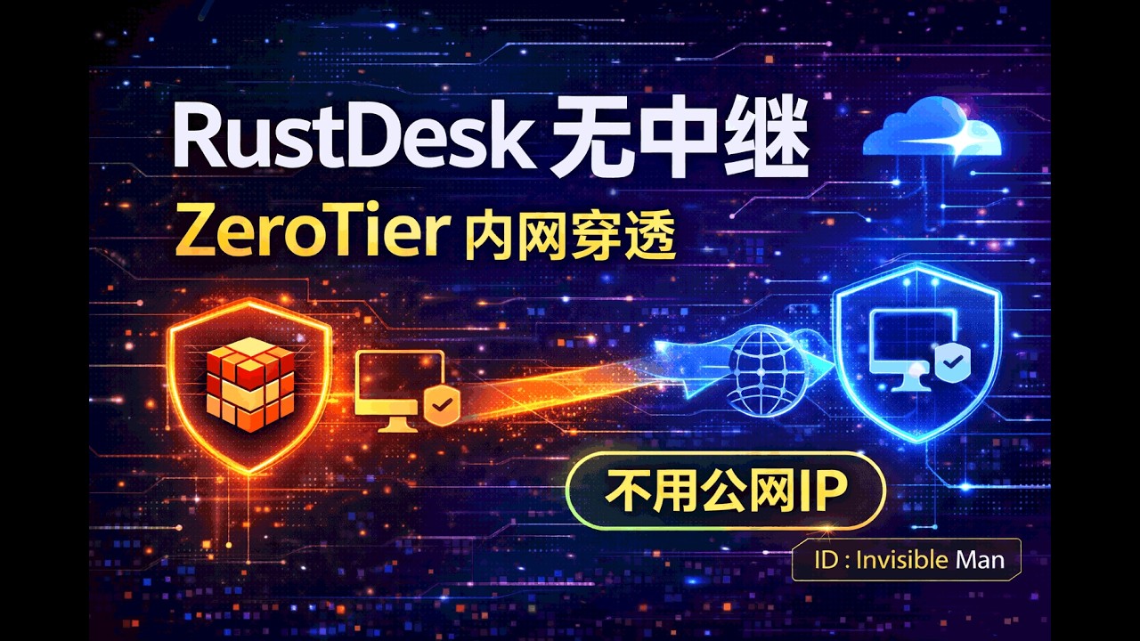 无需中继服务器！RustDesk 自建远程桌面 + ZeroTier 内网穿透教程（实战） | 2026 最新：RustDesk 自建远程桌面无需中继服务器 lnvisible Man