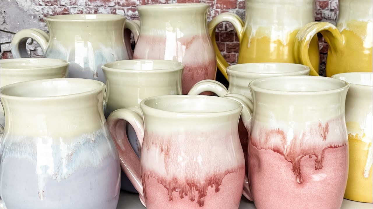 Pottery kiln opening, teapots, mugs and fun summer glaze combos