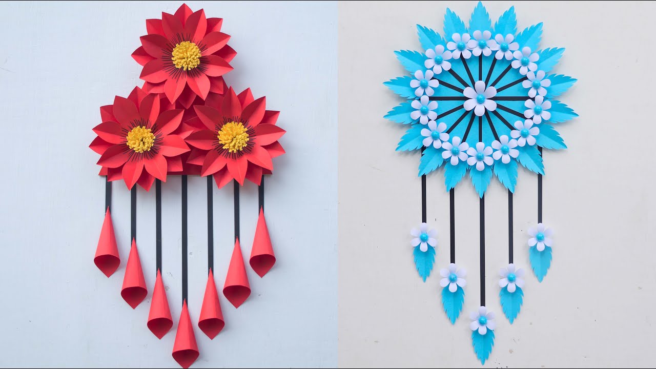 Beautiful Flower Wall Hanging / Paper Craft For Home Decoration /Easy flower making with paper DIY