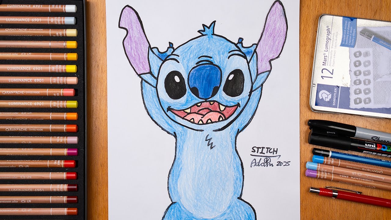 How to Draw Stitch with 8-Year-Old Adam