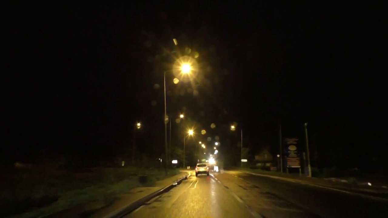 Night Drive On The A47 From Eye, Peterborough To East Winch, King's Lynn, England
