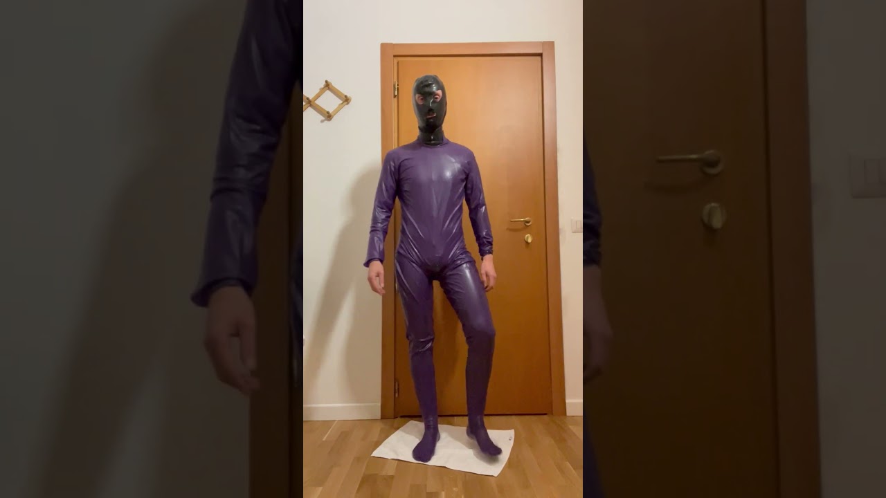 DOUBLE latex catsuit: one black and one purple 
