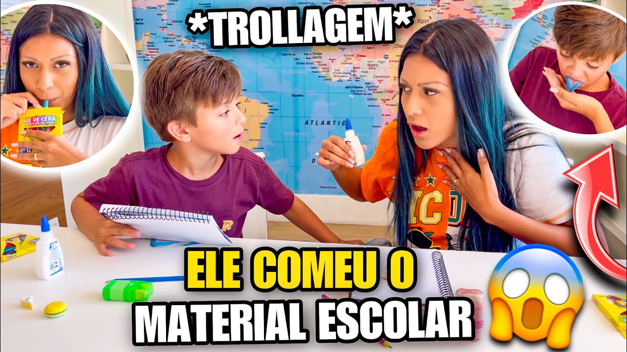 TROLLAGEM DE MATERIAL ESCOLAR COMESTÍVEL! ELE COMEU! 🤣😱