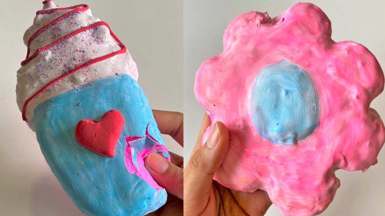 Ultra Satisfying ASMR 😍😍 Plaster Clay Ice Cream Cracking ASMR 💙💗