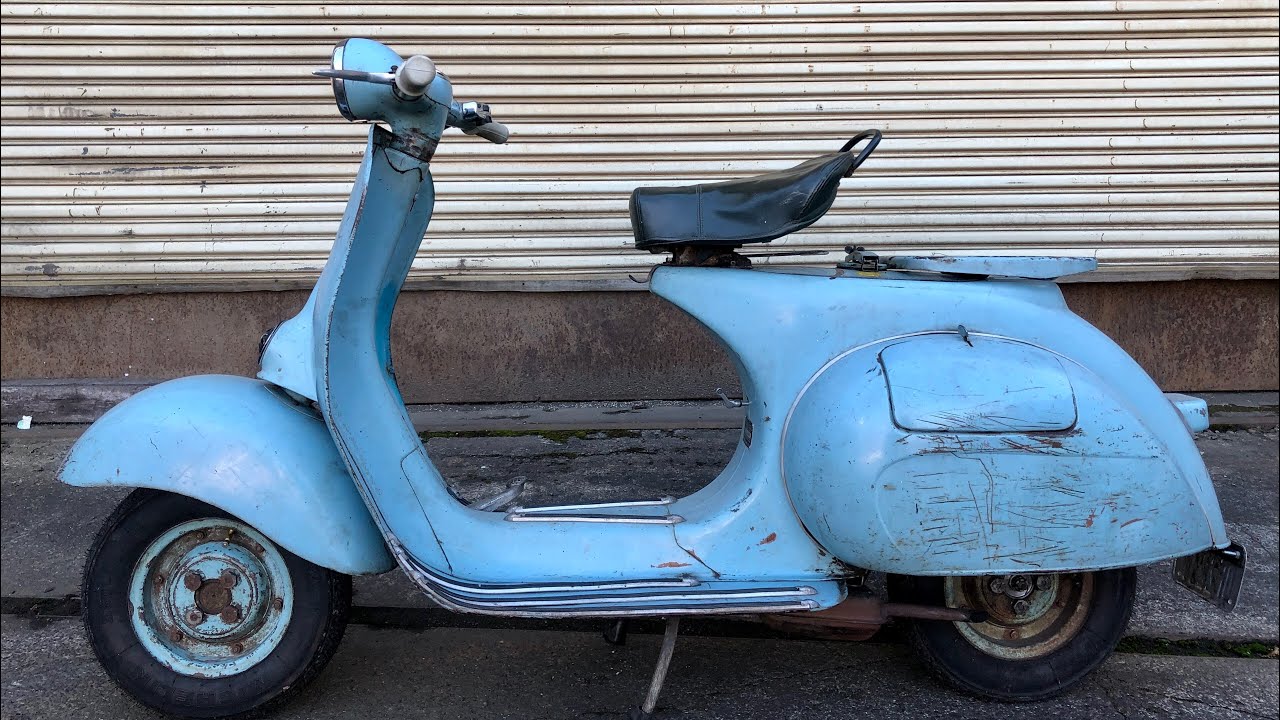 ORIGINAL 1958 Allstate Vespa COLD START! Vintage Patina Vespa, Will It Run? Former Barn Find!