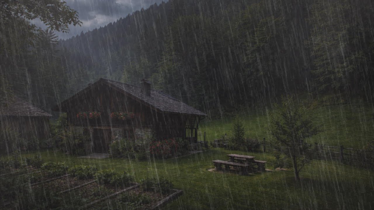 Heavy Rain at Cozy Forest Cabin 🌧️ | Relaxing Rain Sounds, Calm Nature Ambience