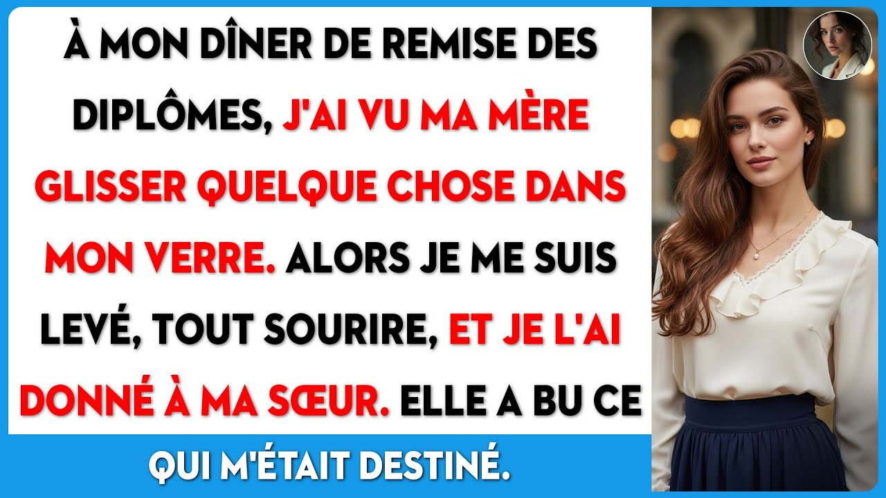 Au dîner de diplôme, je vois ma mère glisser un truc dans mon verre. Je me lève en souriant.