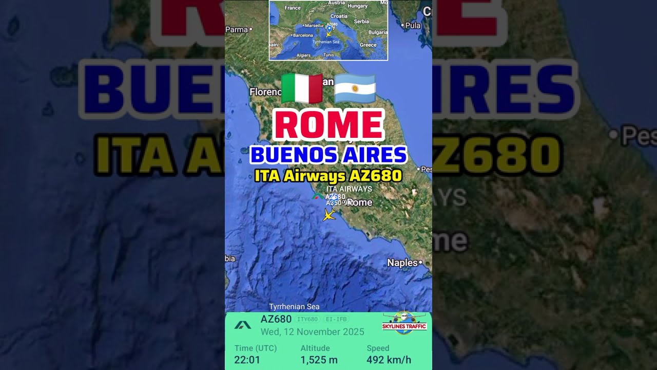 ✈️ Маршрут перелета из Рима 🇮🇹 в Буэнос-Айрес 🇦🇷 | ITA Airways AZ680 | Airbus A350-941