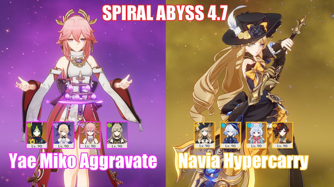 C0 Yae Miko Aggravate & C0 Navia Hypercarry | Spiral Abyss 4.7 | Genshin Impact