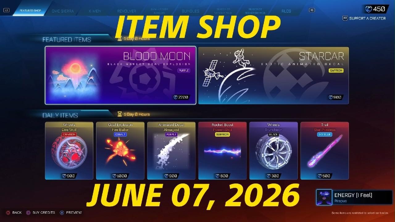 Rocket League ITEM SHOP JUNE 07, 2026