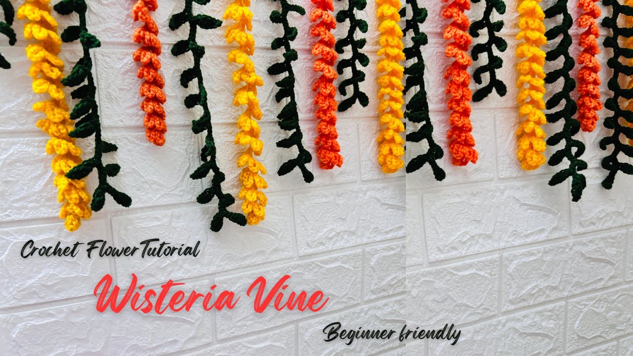 🌿✨ How to Crochet Wisteria Flower Vines | Easy Crochet Flower Tutorial for Beginners 💜