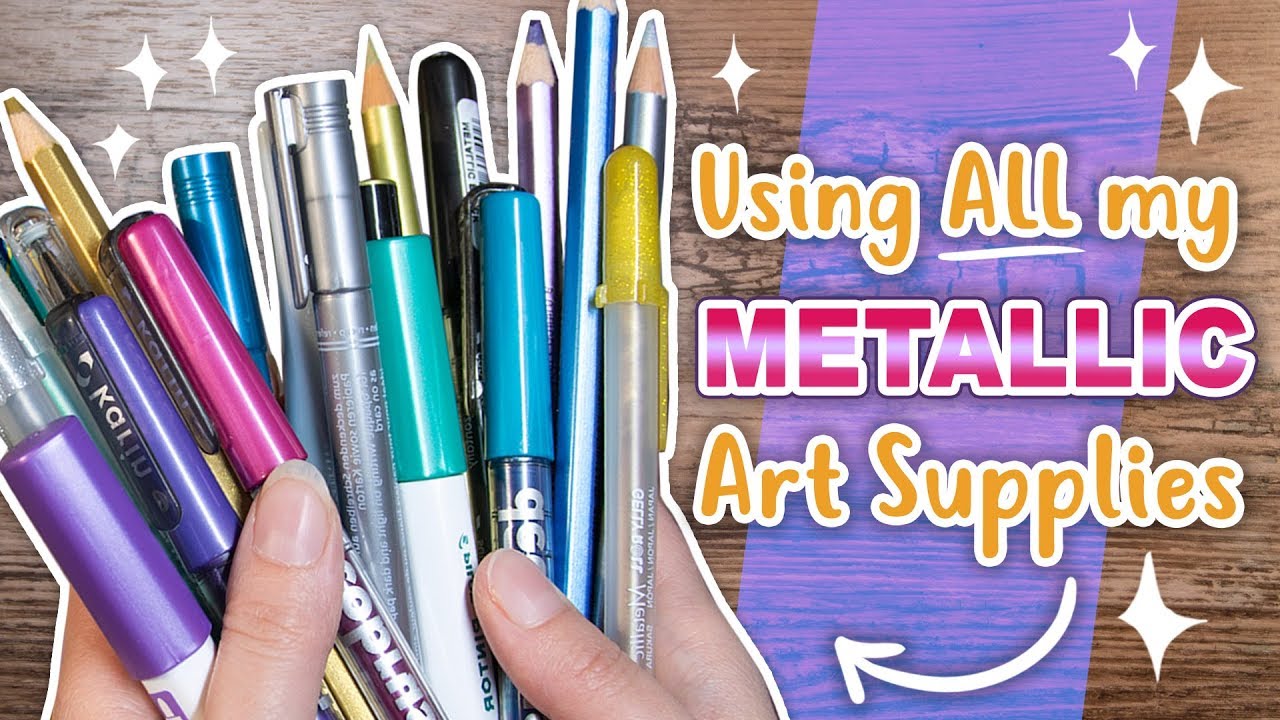SO SHINY! Using ALL my METALLIC Art Supplies - Art Challenge