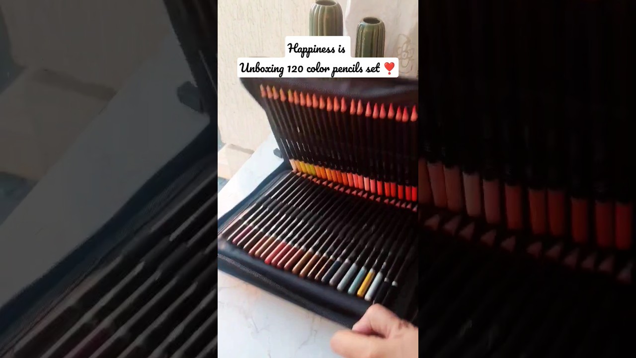 Happiness = Unboxing 120 color pencils set ❤️ #youtubeshorts #shorts #sketch