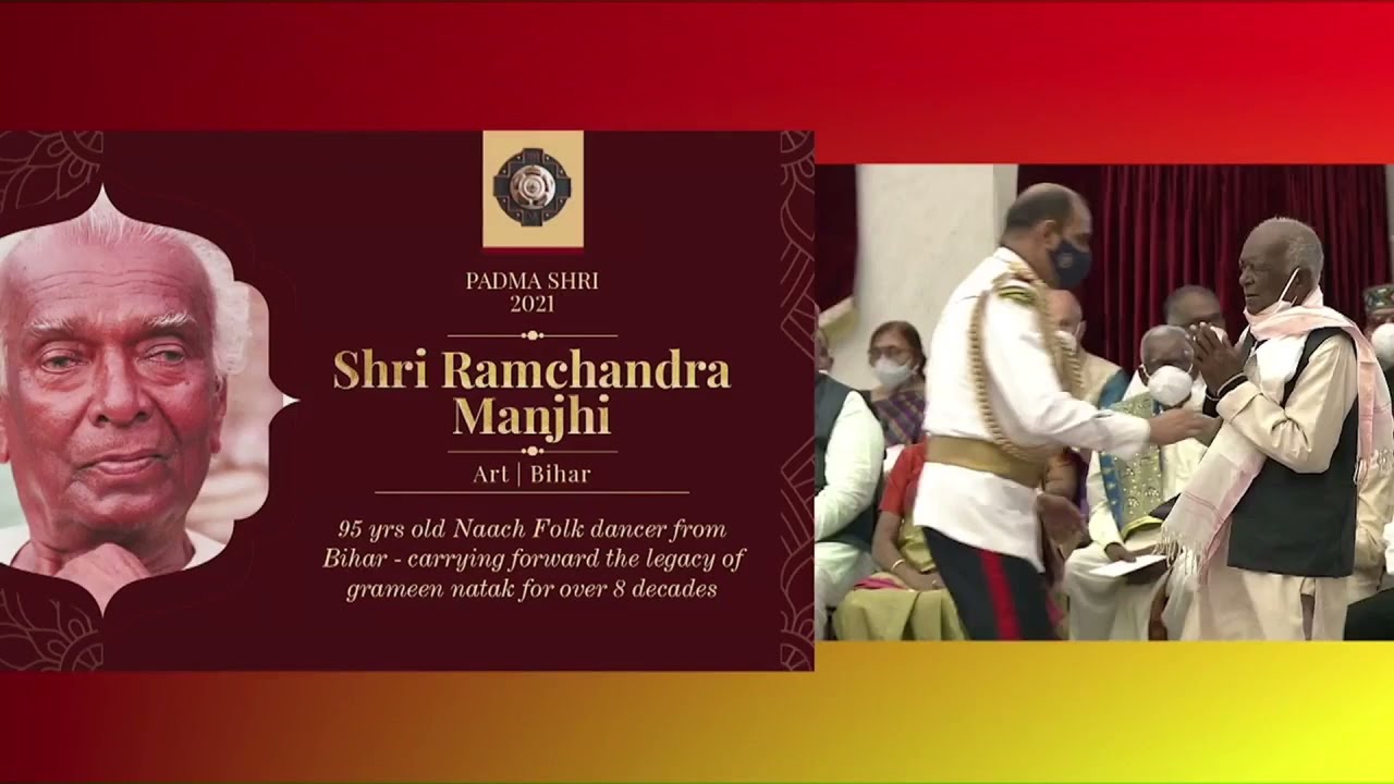 President Kovind presents Padma Shri to Shri Ramachandra Manjhi for Art