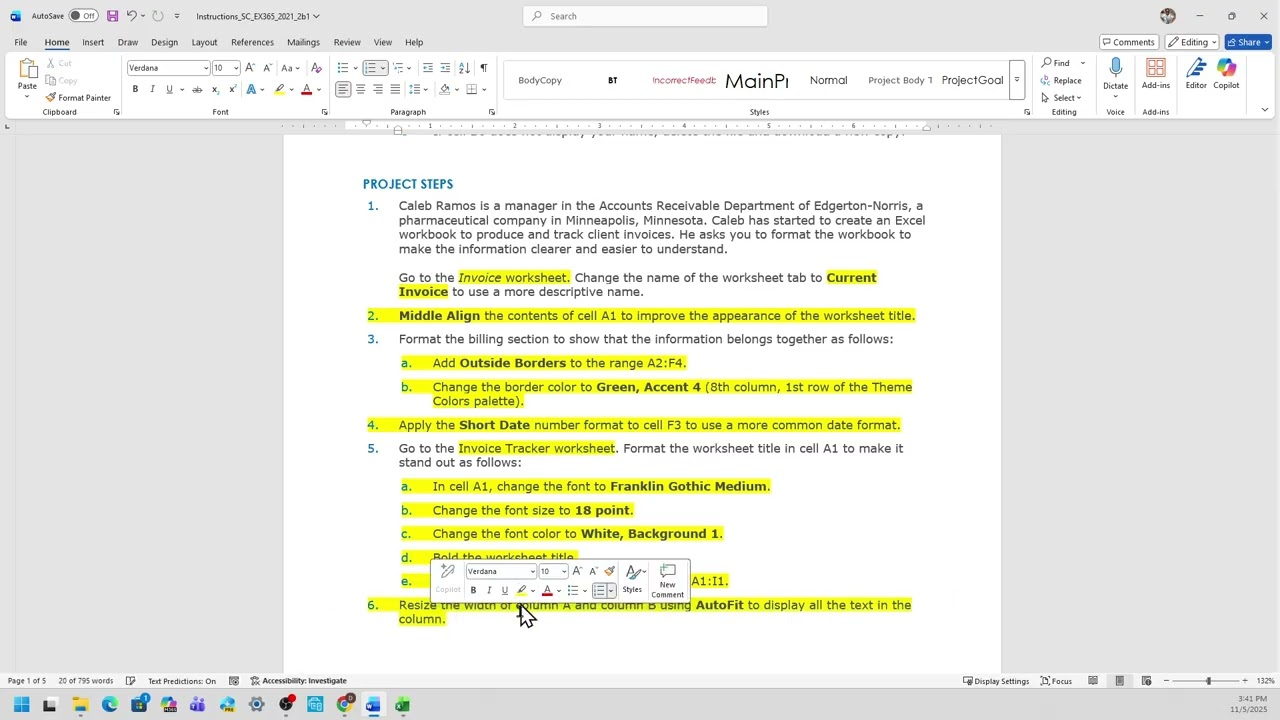 Excel 365/2021 Module 2 Project 2b Edgerton Norris
