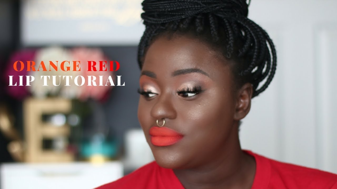 Orange Red Lip on Dark Skin - STYLISHLYELLE