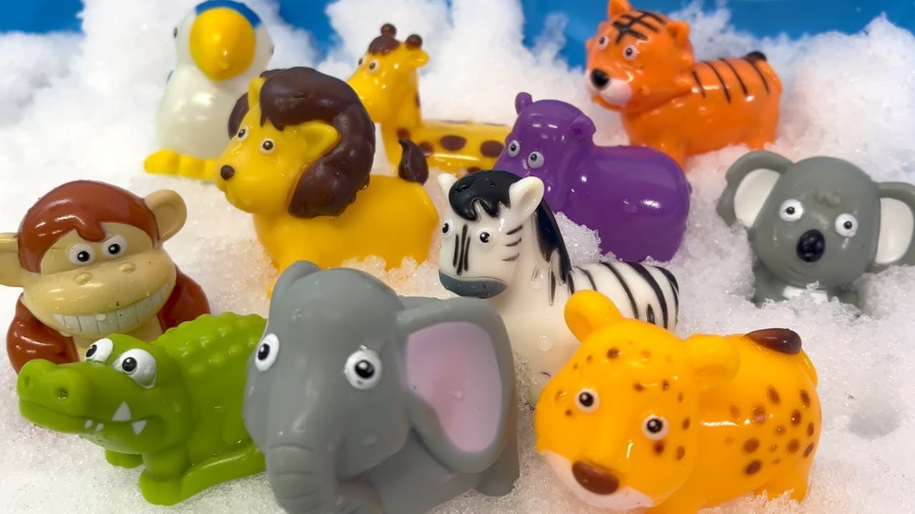 Wild Animal Toys in Snow | Winter Learning Fun for Kids