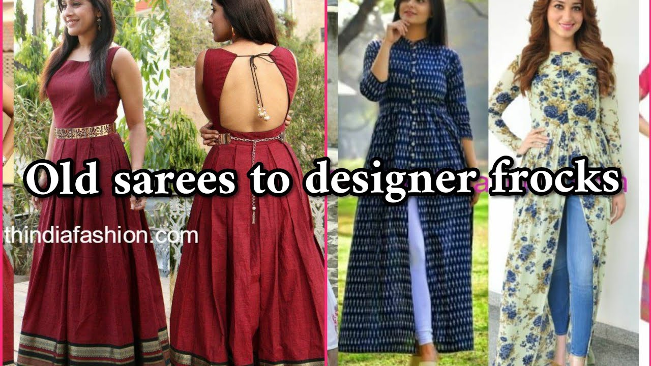 Convert old saree into a beautiful long gown // 2020 // ideas to convert saree into a dress or gown
