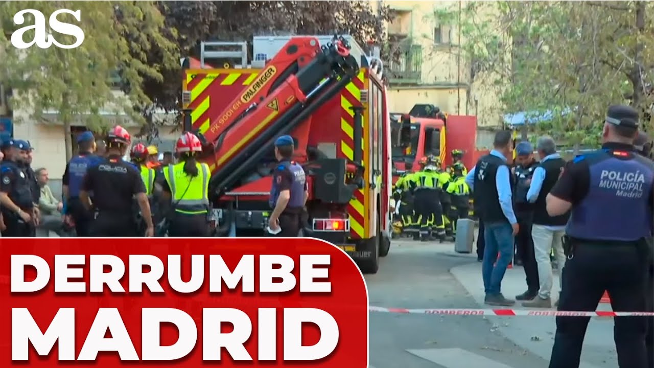 Continúan LABORES de POLICÍA y EMERGENCIAS en el edificio que ha sufrido un DERRUMBE en MADRID