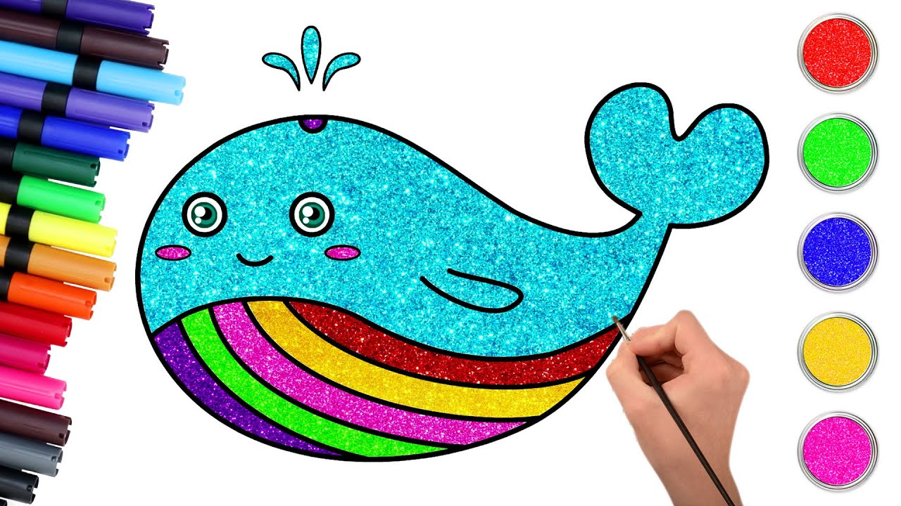 NOVO!! APRENDA A DESENHAR UMA BALEIA DE GLITTER | Easy Drawing | Chiki Art Brazil