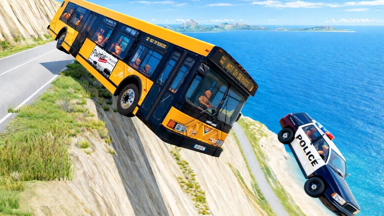 Deadly Cliff Road Crash &ndash; Bus vs Car 🚍💥 | BeamNG.drive