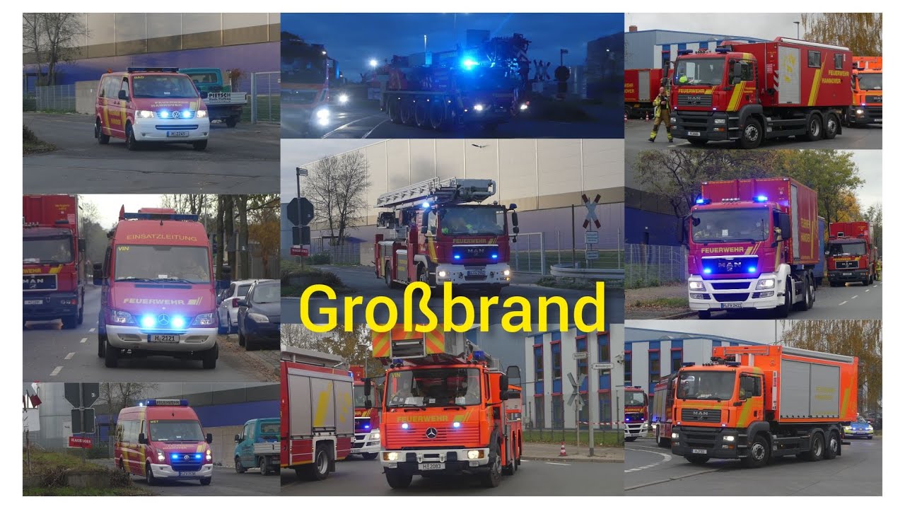 [Großbrand! \Viele Sonderfahrzeuge + FFen!] Einsatzfahrten Lagerhallenbrand Gefahrgut Hannover 05.11