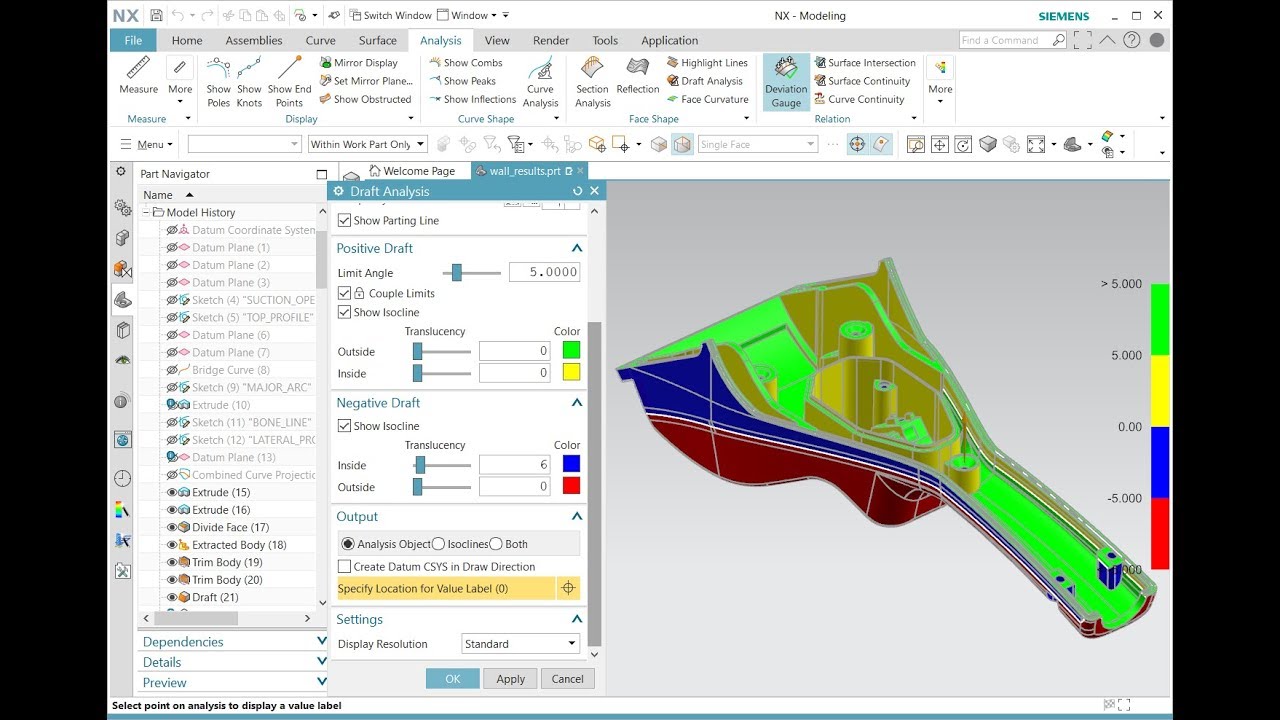 How to check Draft Analysis by Siemens NX ?