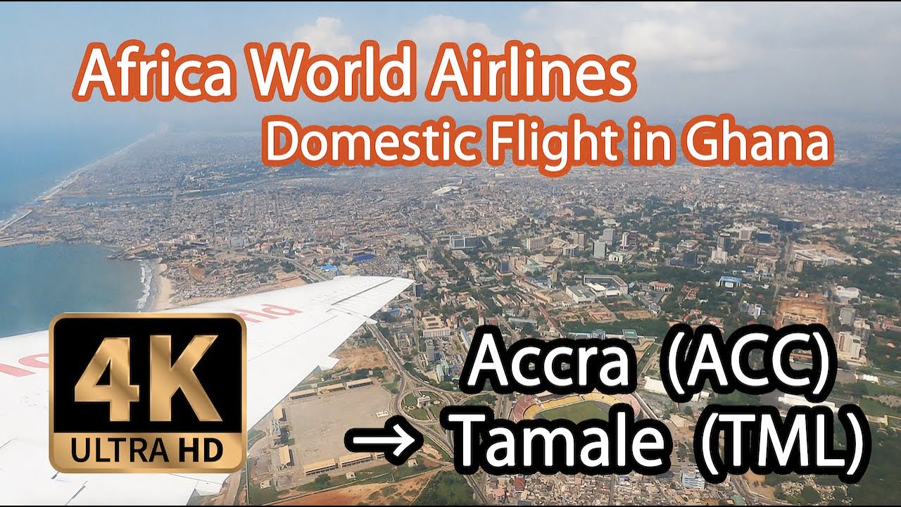 【4K Flight】Ghana domestic flight from Accra (ACC) to Tamale (TML) Africa World Airlines ERJ145 LR