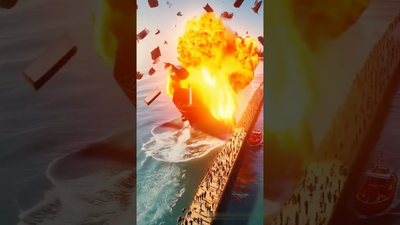 Massive Cargo Ship Explosion Caught on Animation &ndash; Pier Disaster Scene