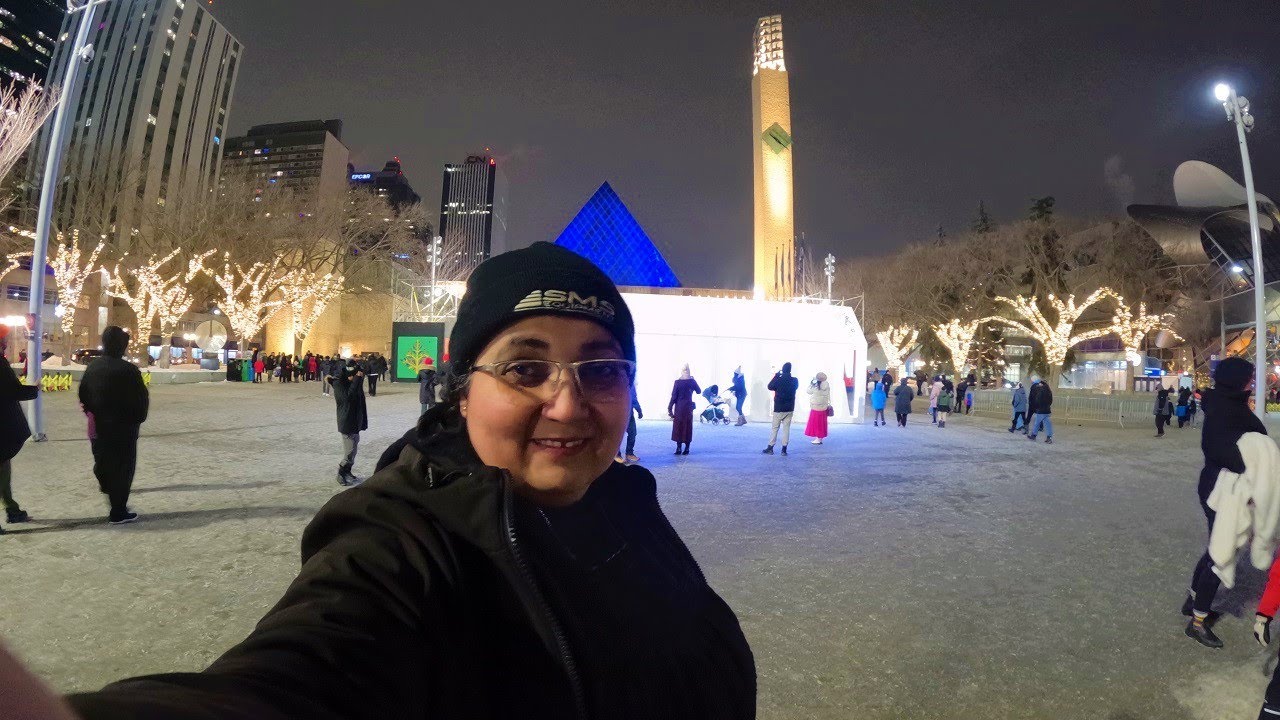 Primeira virada de sem o meu marido Luis na praça Churchill Square em Edmonton 2025/2026 #Réveillon