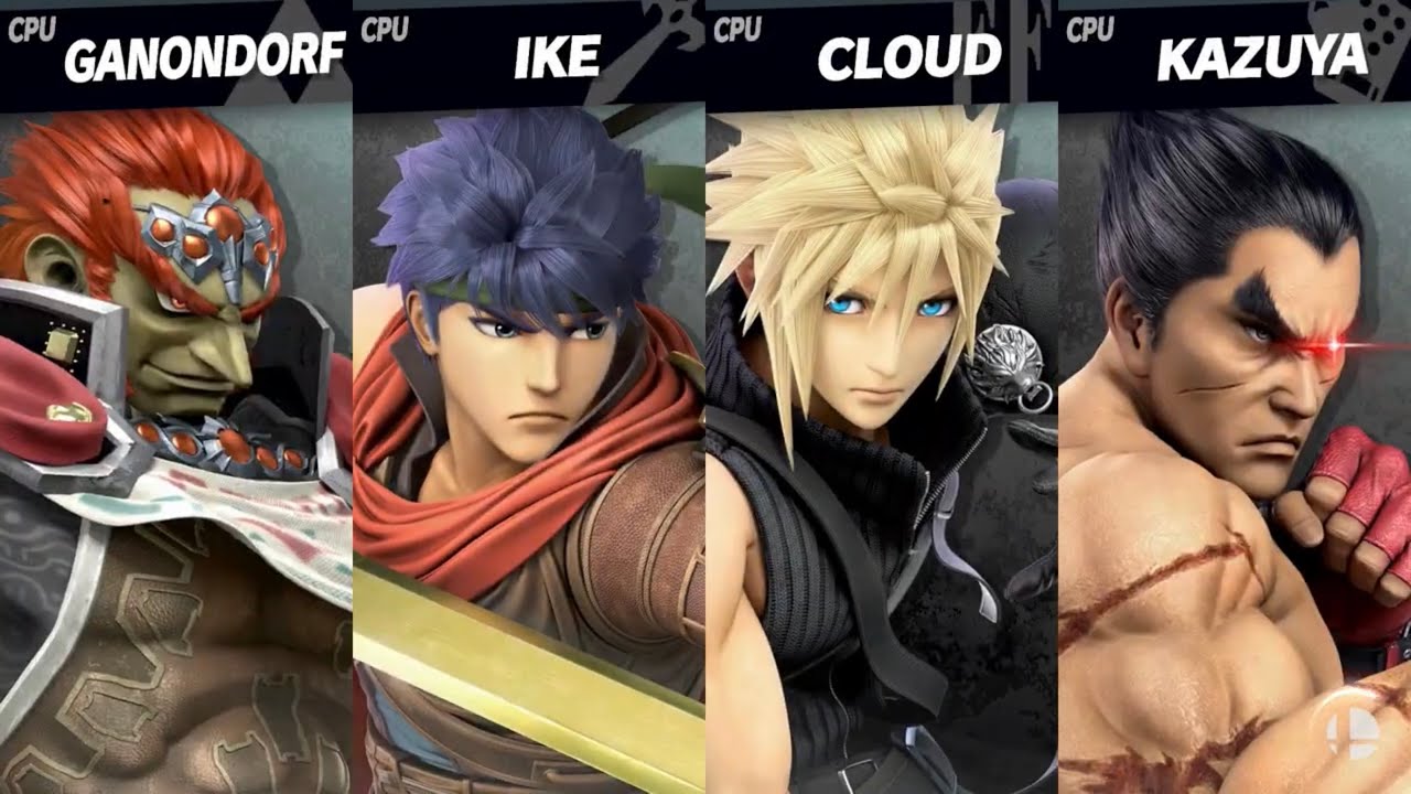 Super Smash Bros. Ultimate - Ganondorf vs Ike (Radiant Dawn) vs Cloud (Advent) vs Kazuya