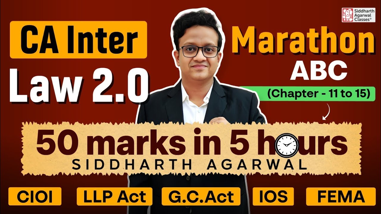 CA Inter Other Laws Marathon in 5 Hours | Foreign Co, LLP, GCA, IOS, FEMA | CA Siddharth Agarwal
