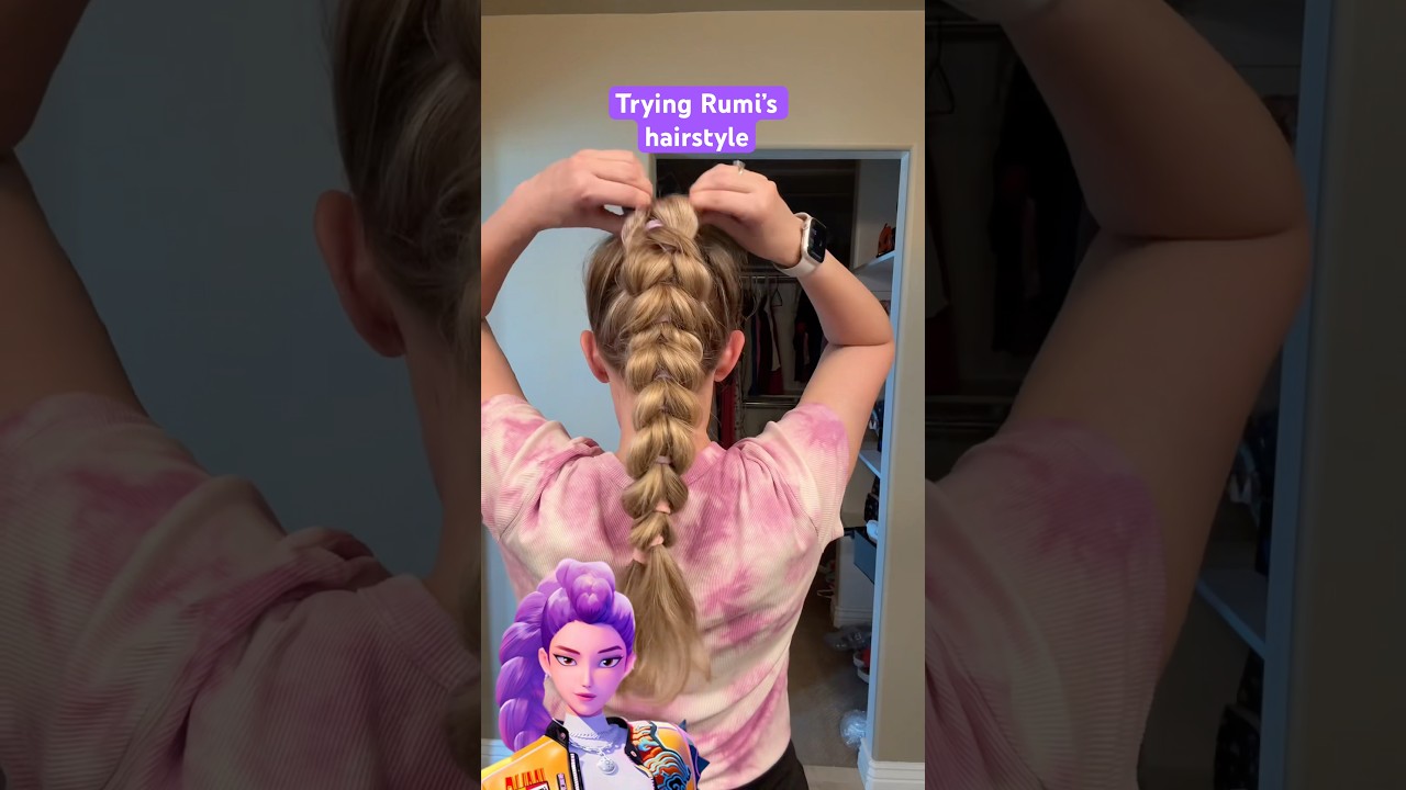 Rumi’s Hair from K-Pop Demon Hunters 💜 First Attempt Hair Tutorial