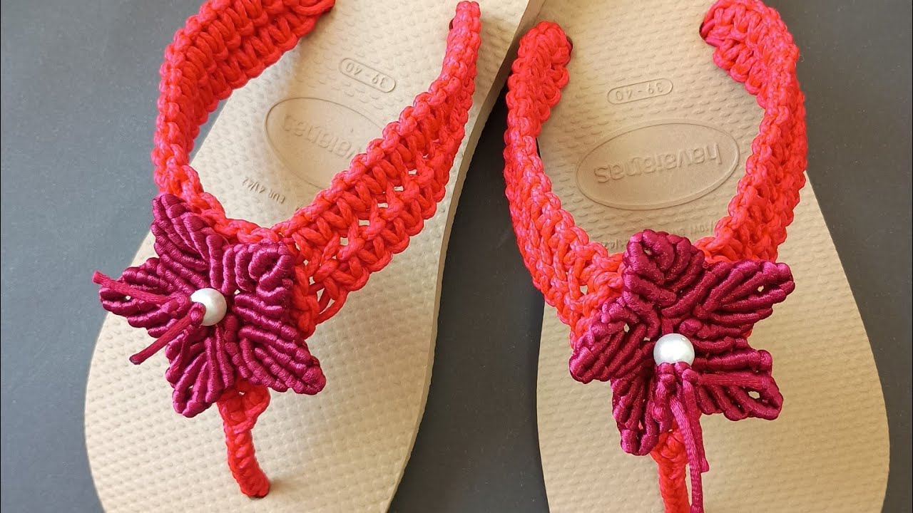 Chinelo Bell com flor em macramê | Passo a passo completo e fácil