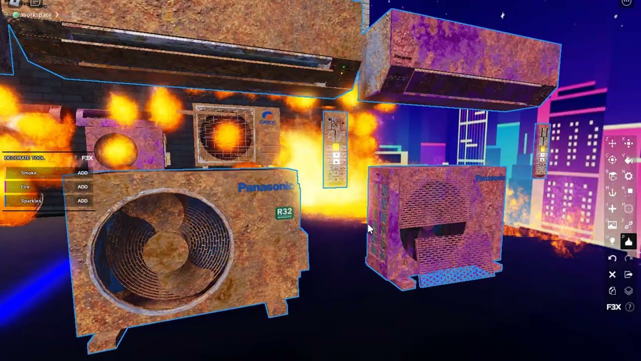 🎮Air conditioner roblox - The old air conditioner burned out 😱