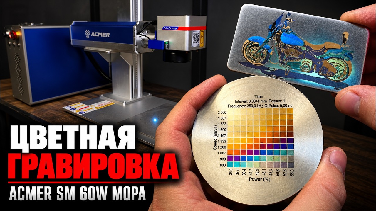 ACMER SM 60W MOPA &mdash; ЦВЕТНАЯ ГРАВИРОВКА ПО НЕРЖАВЕЙКЕ И ТИТАНУ! Полный обзор