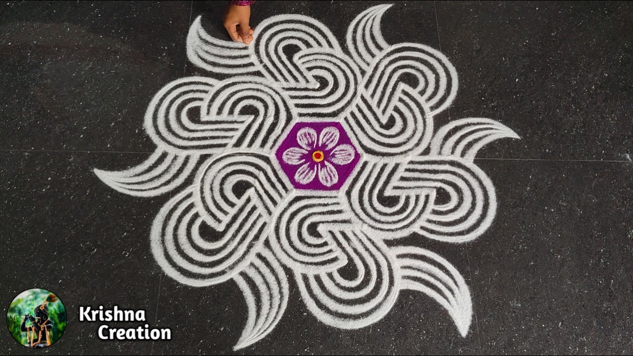 Easy Padi Kolam Design with 7x4 dots | Creative Rangoli | Padi Kolam Muggulu | Rangoli Kolam