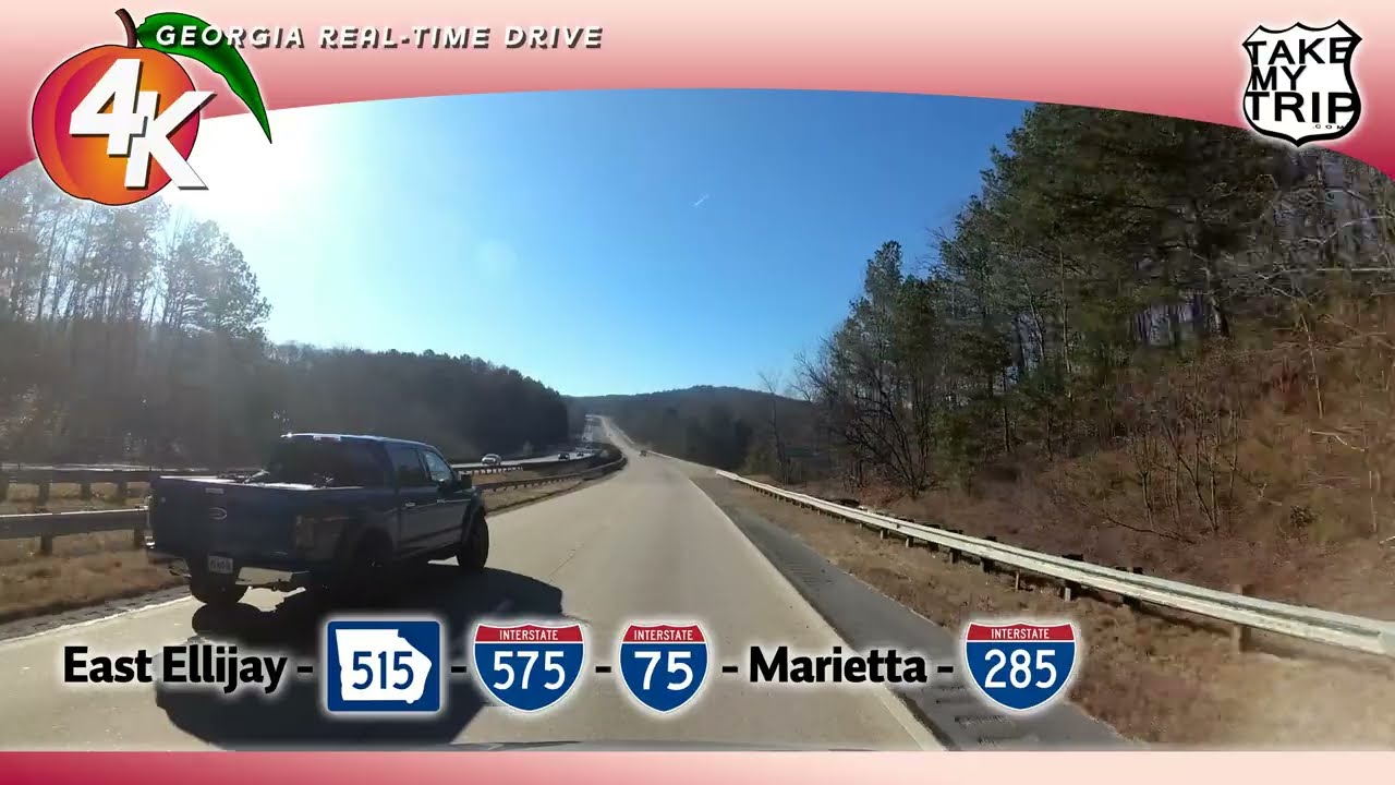 Ellijay to Marietta: the drive towards Atlanta on US 76, Interstate 575 to the Atlanta Bypass in 4K