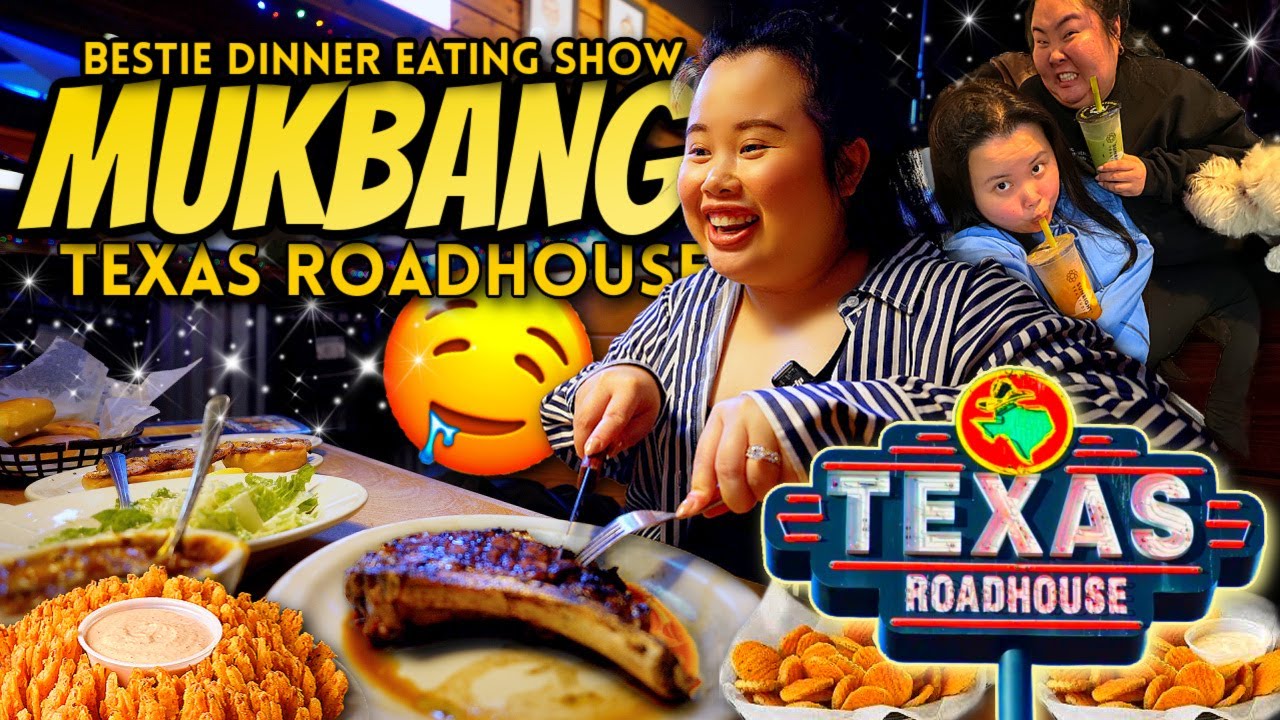 Texas Roadhouse Mukbang (20 oz Bone In Ribeye Steak + Fried Pickles + Wings) 먹방 Eating Show with M!