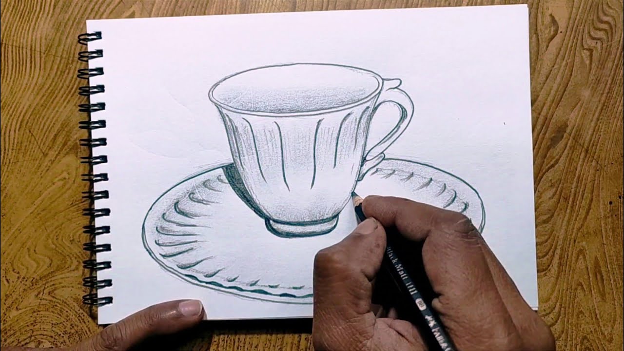 Cup plate drawing easily/How to draw cup plate easy way