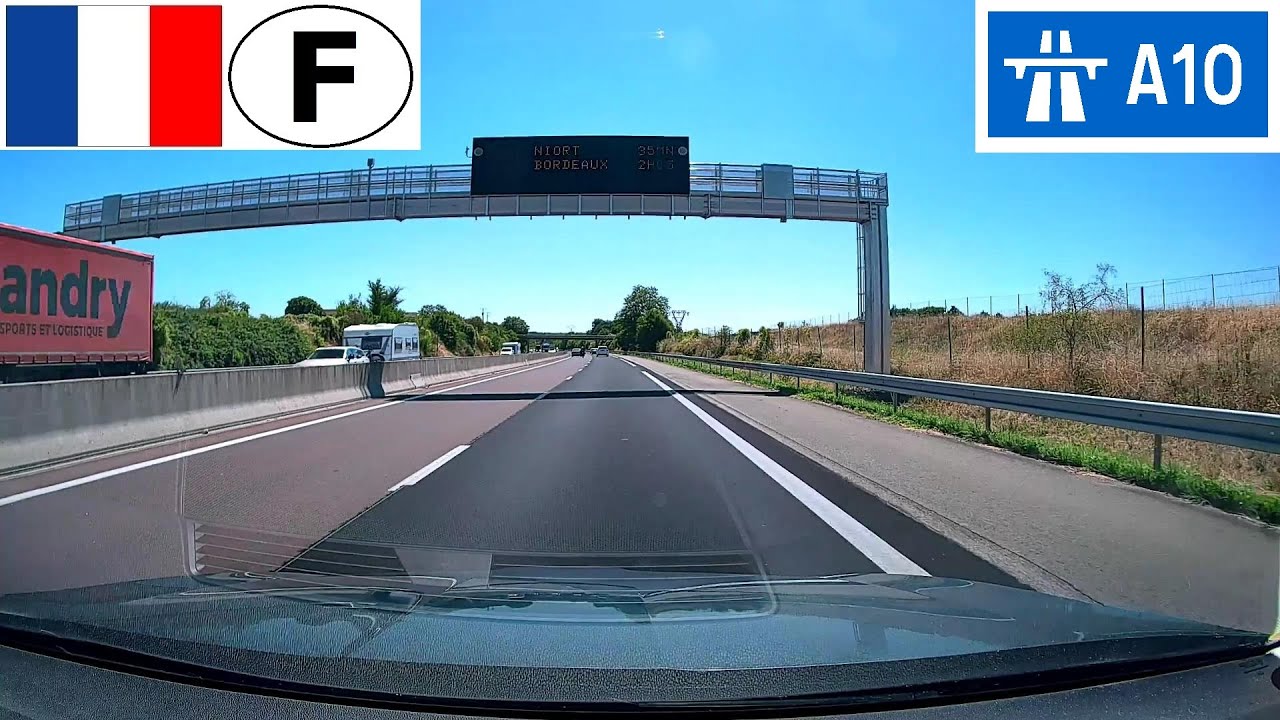 France: Autoroute A10 - Sortie 29 (Poitiers Nord, RN147) à Sortie 30 (Poitiers Sud, RN10)